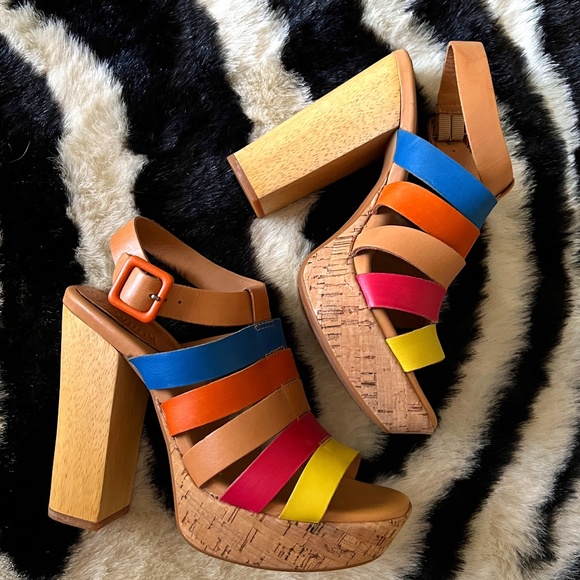 ๐ Kork-Ease EMMA Platform Caged Sandal size 7 7.5 Rainbow Colors -EXCELLENT UC - Picture 4 of 14